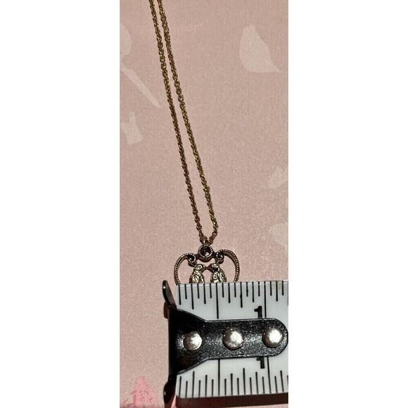 LOVEBIRDS HEART Faux Pearl Pendant Necklace Gold Tone Womens 17in Bird Lovers - Picture 6 of 8